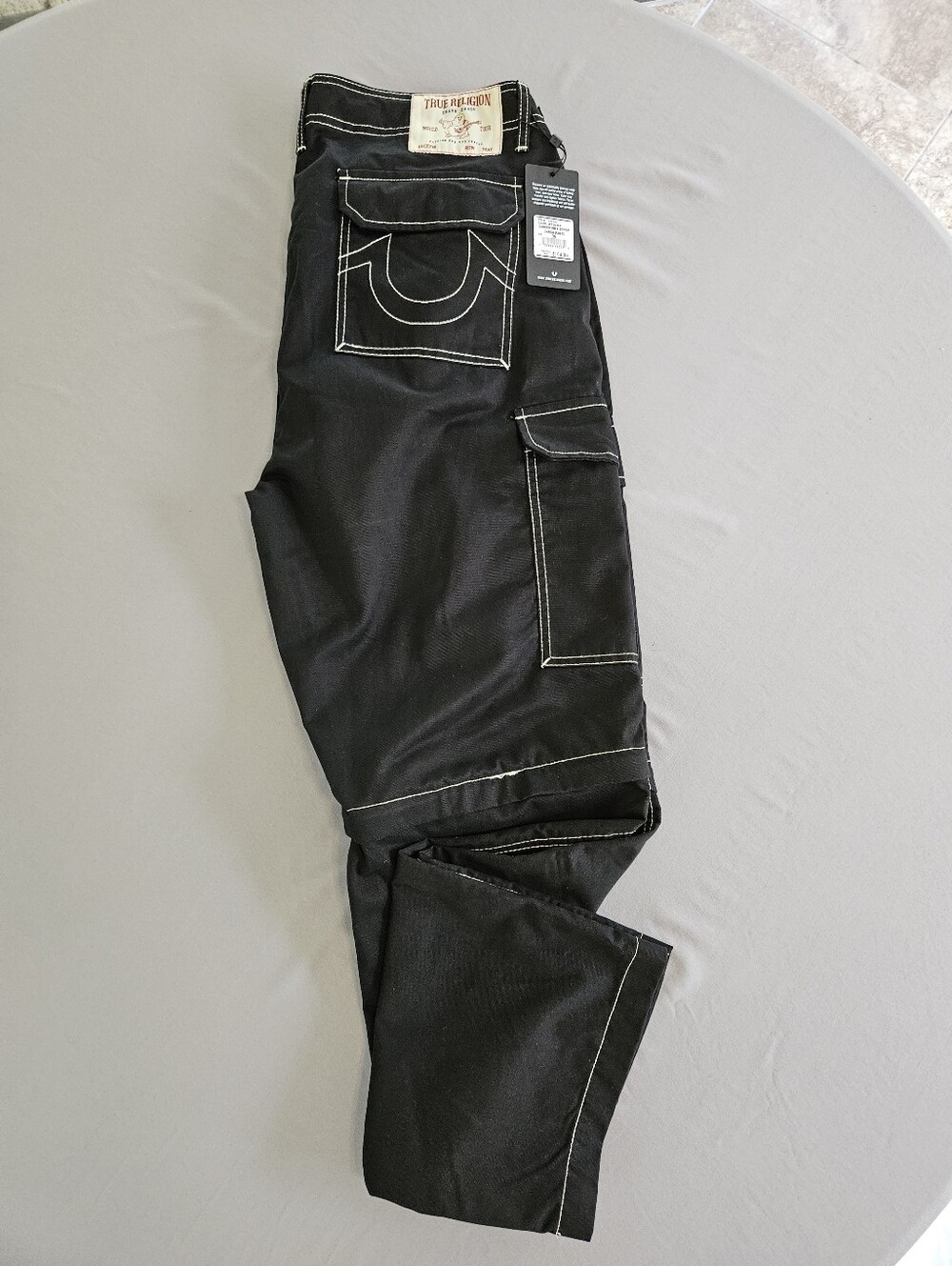 True Religion Convertible Zipper Cargo Pants Size 36 Jet Black 701023
